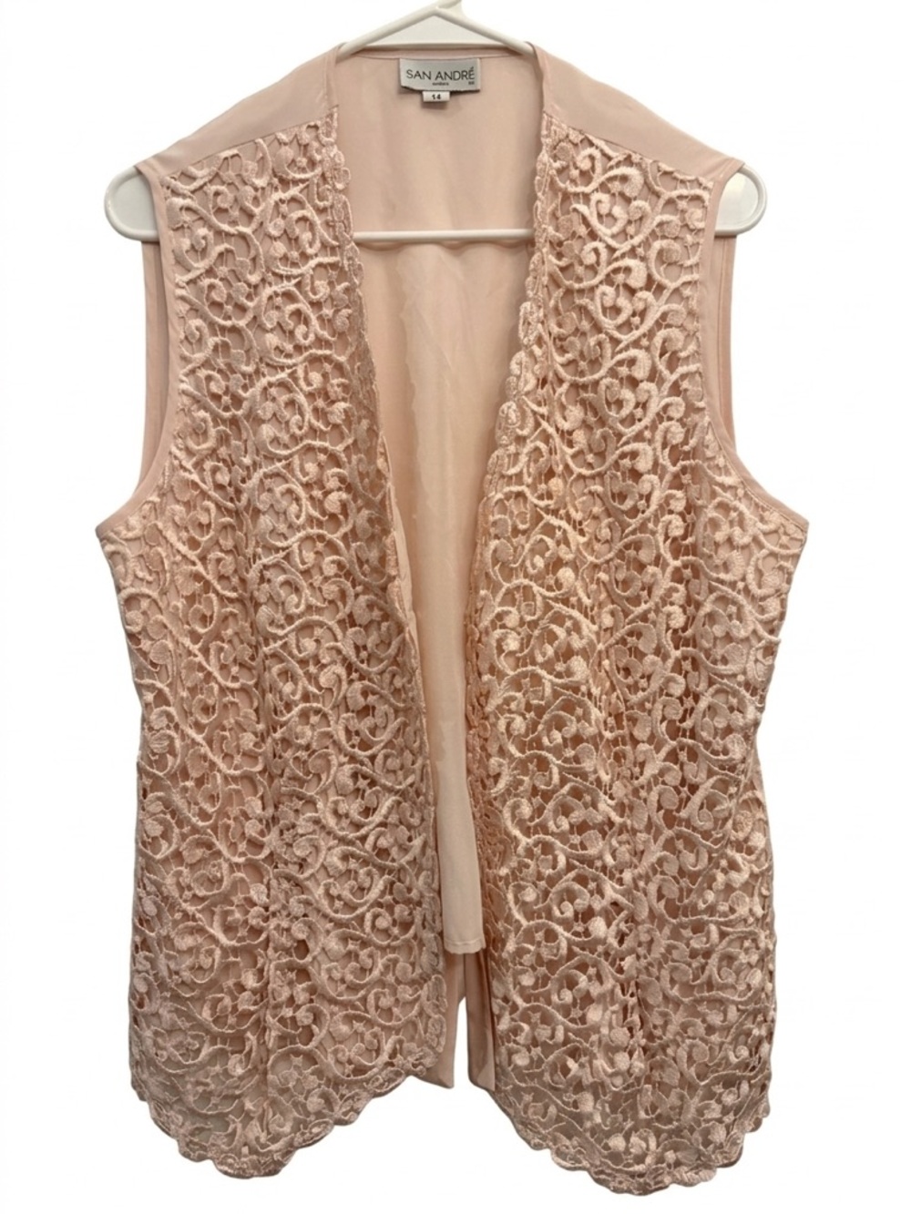 Vintage San André Lace Overlay Sleeveless Vest in Blush